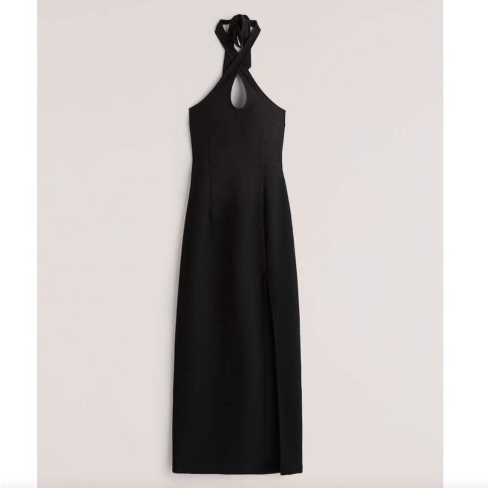Abercrombie & Fitch Keyhole Halter Maxi Dress in Black Size Medium New with Tags
